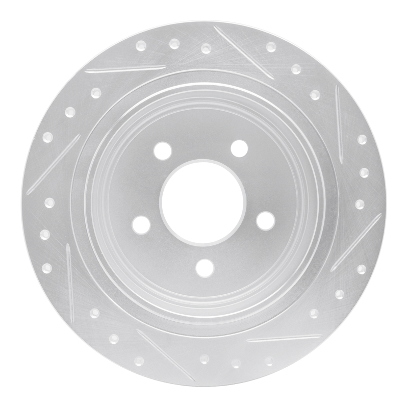 Ford Explorer Sport Trac Brake Rotor (1) - Rear Left - R1 Concepts - Drilled & Slotted - Silver - `03-`05